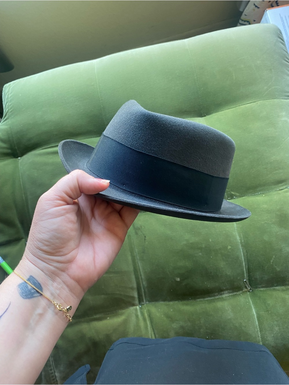 Stetson Gray Felt Fedora with Black Band